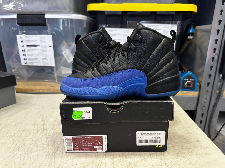 PRE OWNED Jordan 12 Retro Black Game Royal (GS)