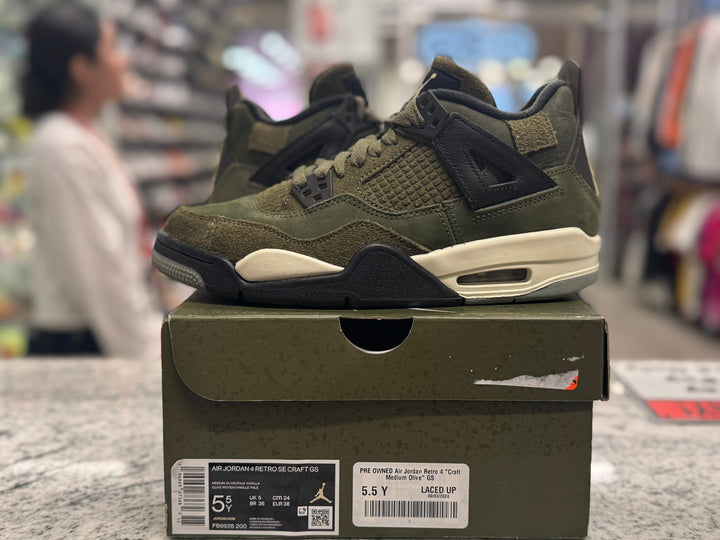 PRE OWNED Air Jordan Retro 4 "Craft Medium Olive" GS