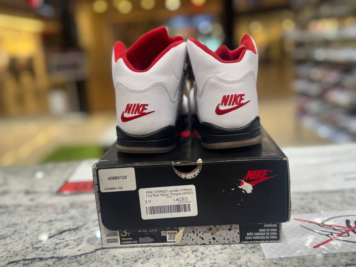 PRE OWNED Jordan 5 Retro Fire Red Silver Tongue (2020) (PS)