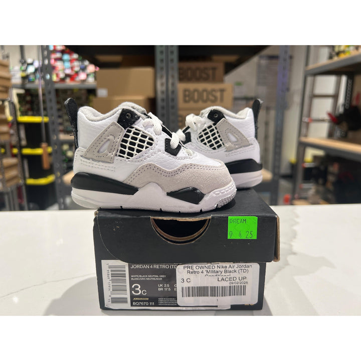 PRE OWNED Nike Air Jordan Retro 4 'Military Black (TD) Conditional