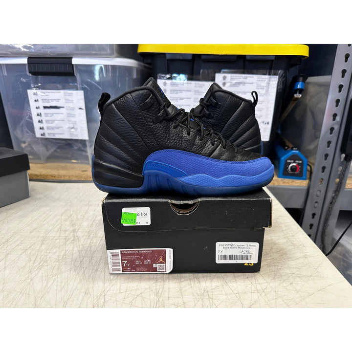 PRE OWNED Jordan 12 Retro Black Game Royal (GS)