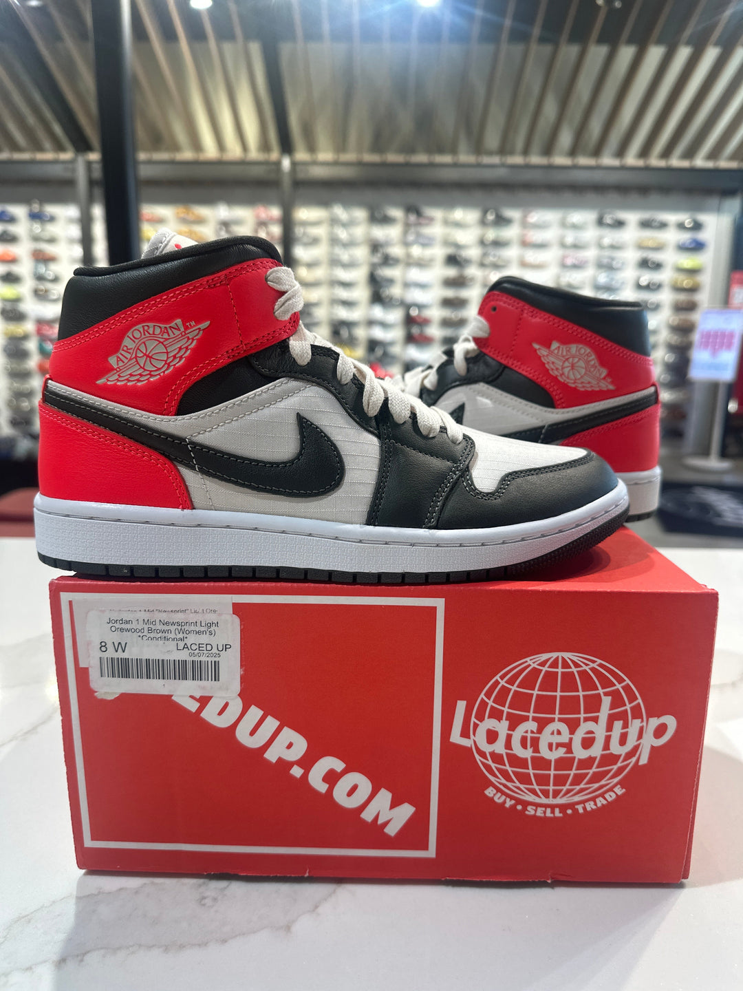 Jordan 1 Mid Newsprint Light Orewood Brown (Women&