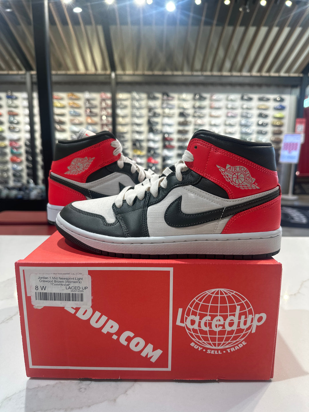 Jordan 1 Mid Newsprint Light Orewood Brown (Women&