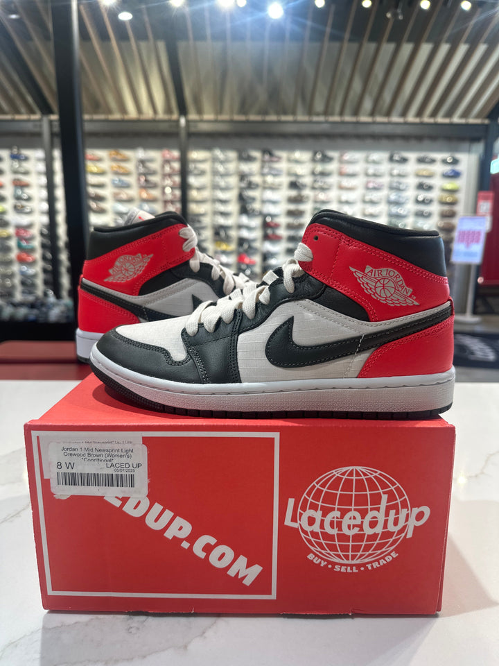 Jordan 1 Mid Newsprint Light Orewood Brown (Women&
