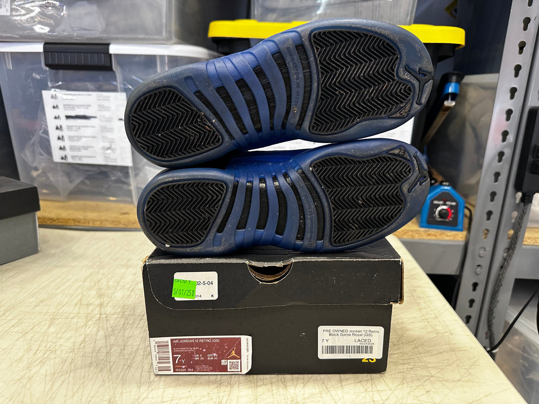 PRE OWNED Jordan 12 Retro Black Game Royal (GS)