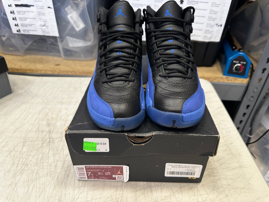 PRE OWNED Jordan 12 Retro Black Game Royal (GS)