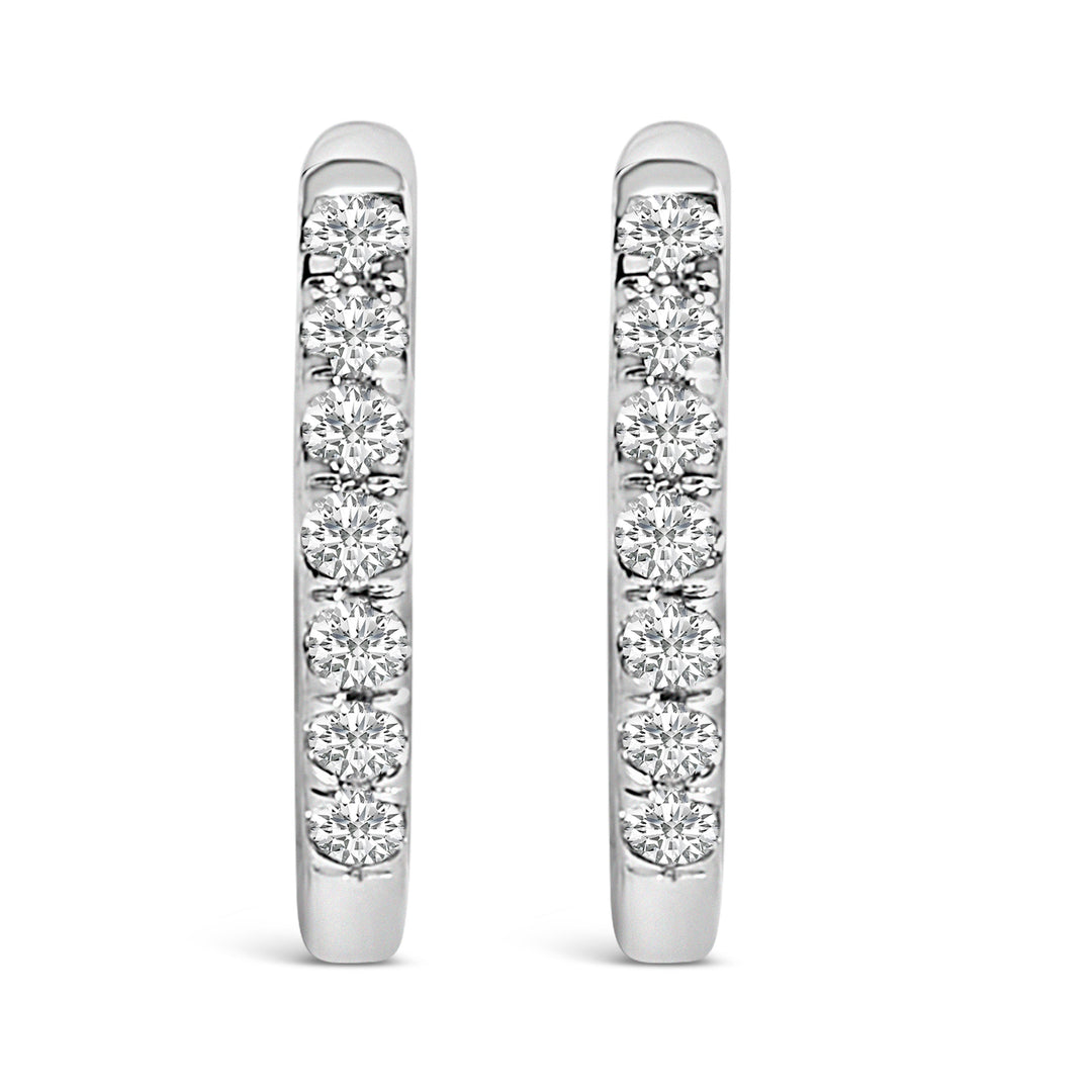 10K Rose Gold 1/4 Cttw Diamond Double Sided Huggie Hoop Earrings