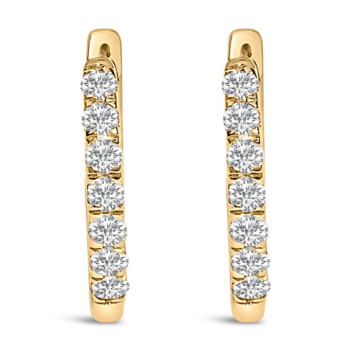 10K Rose Gold 1/4 Cttw Diamond Double Sided Huggie Hoop Earrings