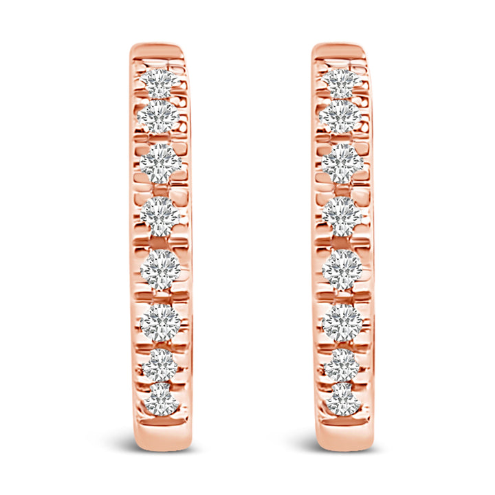 14K Rose Gold 1/5 CTW Diamond Huggie Hoop Earrings