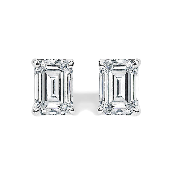 14K White Gold 1/2 Cttw Lab Grown Emerald Cut Diamond Solitaire Stud Earrings