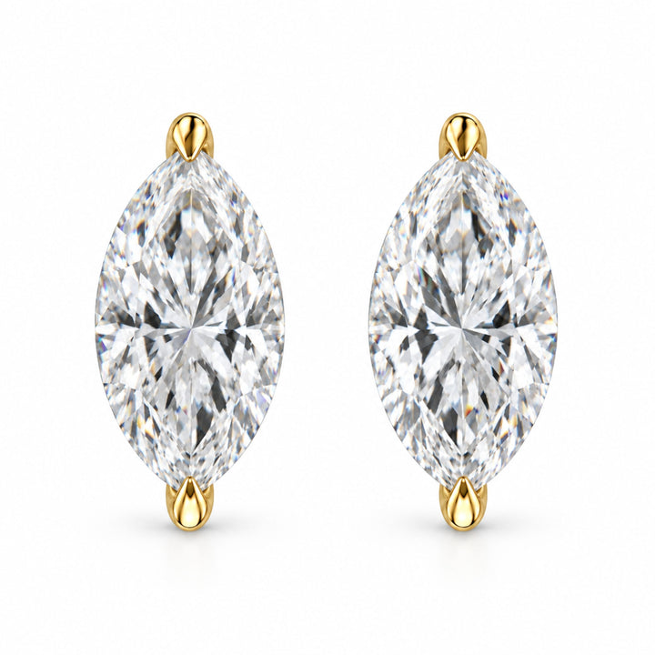 14K White Gold 1/4 Cttw Lab Grown Marquise Diamond Solitaire Stud Earrings