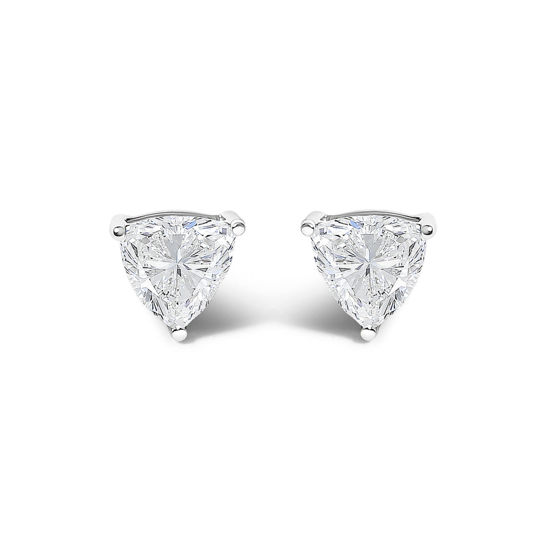 14K White Gold 1/2 Cttw Lab Grown Trillion Cut Solitaire Diamond Stud Earrings