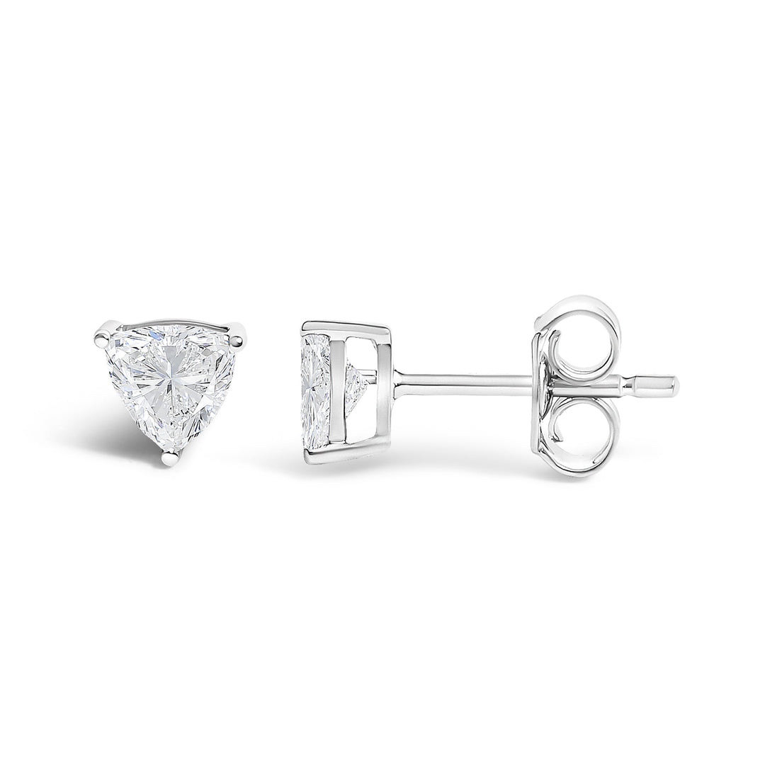 14K White Gold 1/2 Cttw Lab Grown Trillion Cut Solitaire Diamond Stud Earrings
