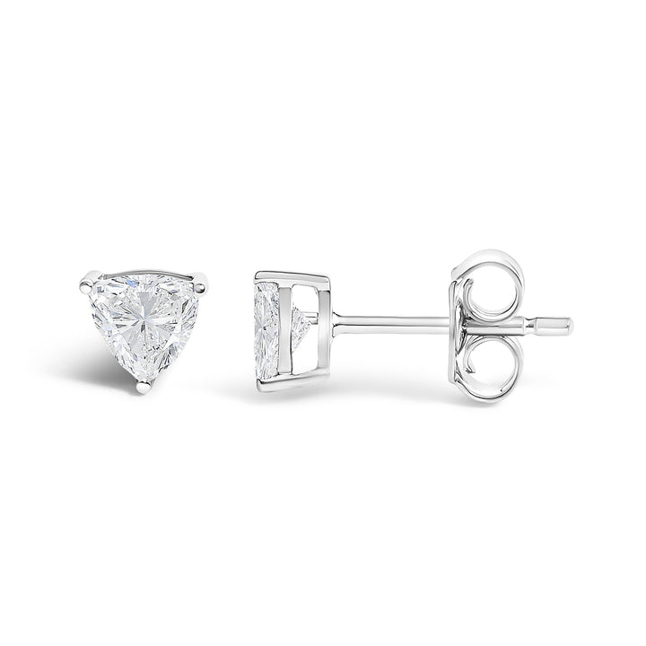14K White Gold 1/2 Cttw Lab Grown Trillion Cut Solitaire Diamond Stud Earrings
