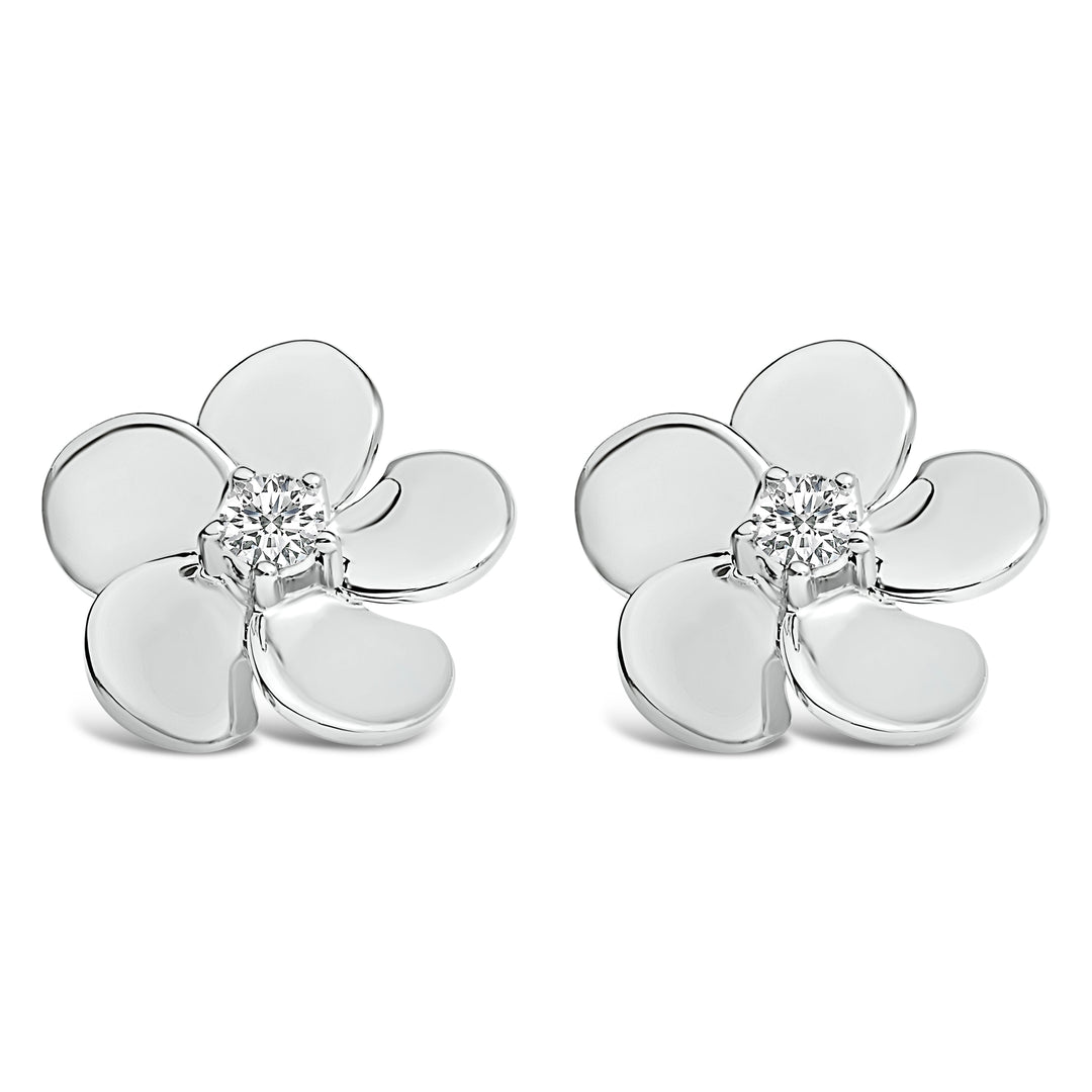 10K White Gold 1/3 Cttw Lab Grown Diamond Flower Petal Stud Earrings