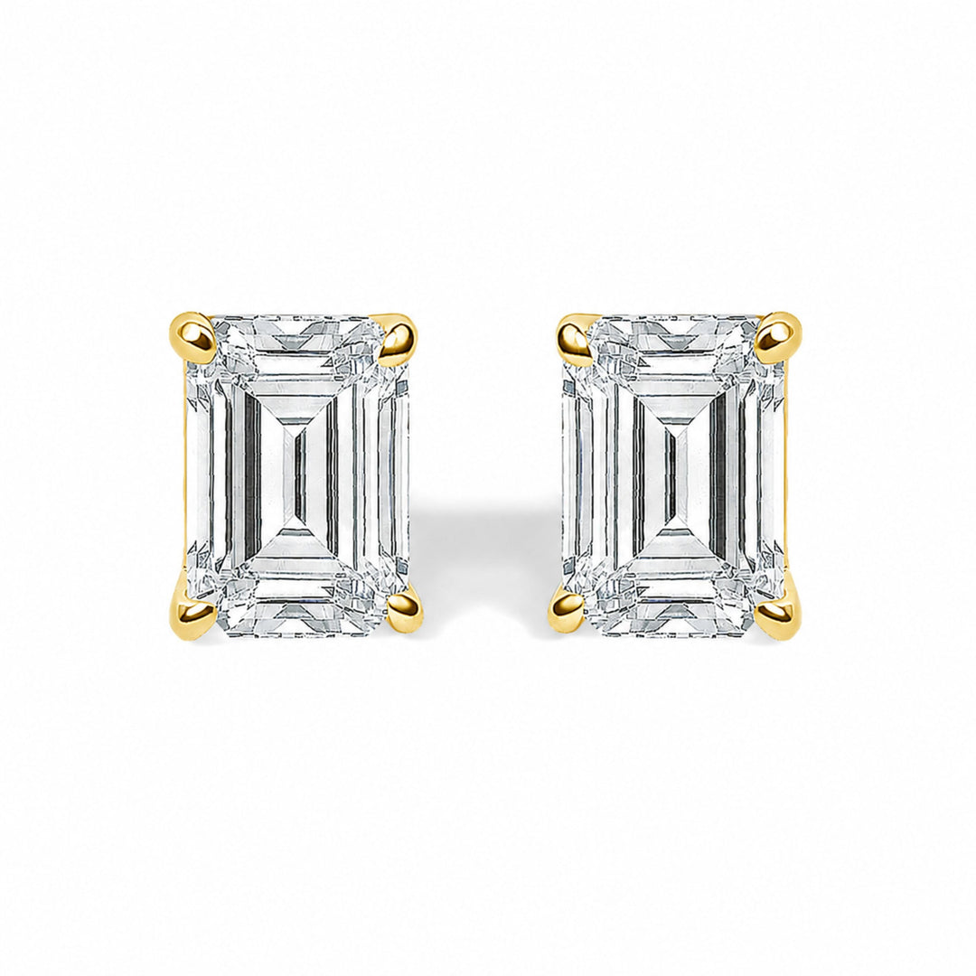 14K White Gold 1/2 Cttw Lab Grown Emerald Cut Diamond Solitaire Stud Earrings