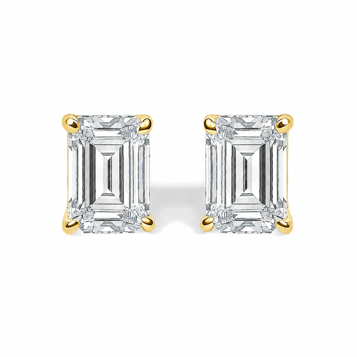 14K White Gold 1/2 Cttw Lab Grown Emerald Cut Diamond Solitaire Stud Earrings