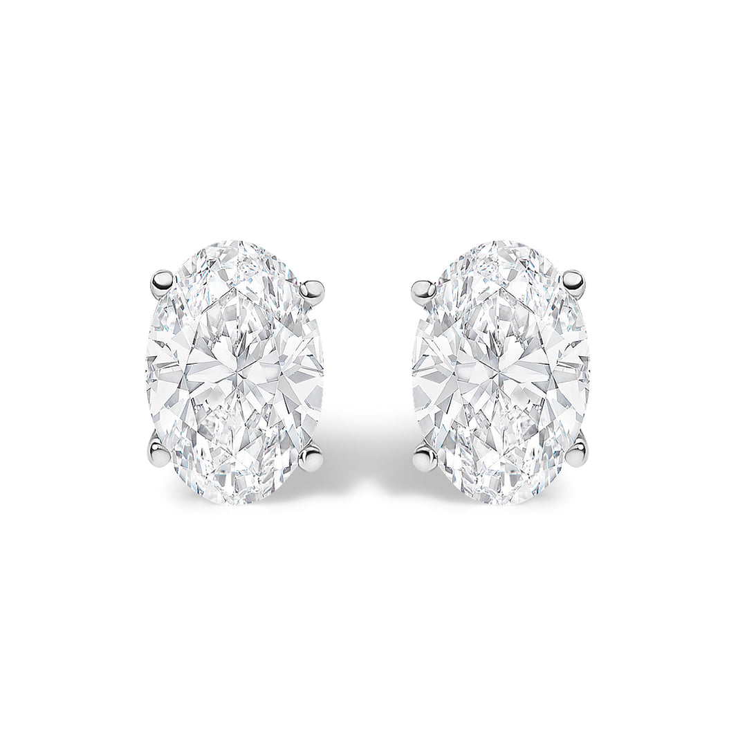 14K White Gold 1.00 Cttw Lab Grown Oval Solitaire Diamond Stud Earrings