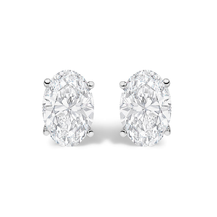 14K White Gold 1.00 Cttw Lab Grown Oval Solitaire Diamond Stud Earrings
