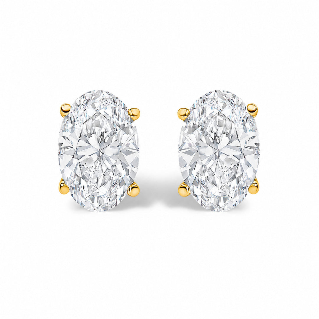 14K White Gold 1.00 Cttw Lab Grown Oval Solitaire Diamond Stud Earrings