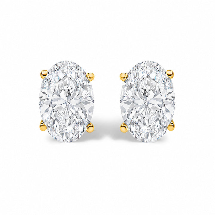 14K White Gold 1.00 Cttw Lab Grown Oval Solitaire Diamond Stud Earrings