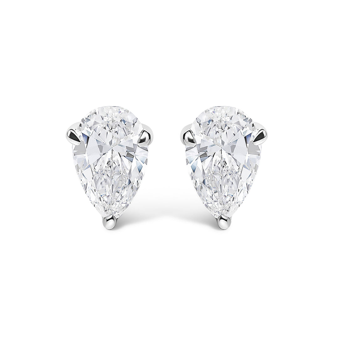 14K White Gold 1.00 Cttw Lab Grown Pear Shaped Solitaire Diamond Stud Earrings