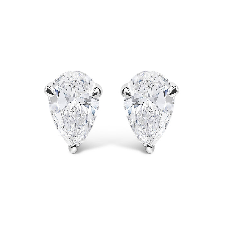 14K White Gold 1.00 Cttw Lab Grown Pear Shaped Solitaire Diamond Stud Earrings