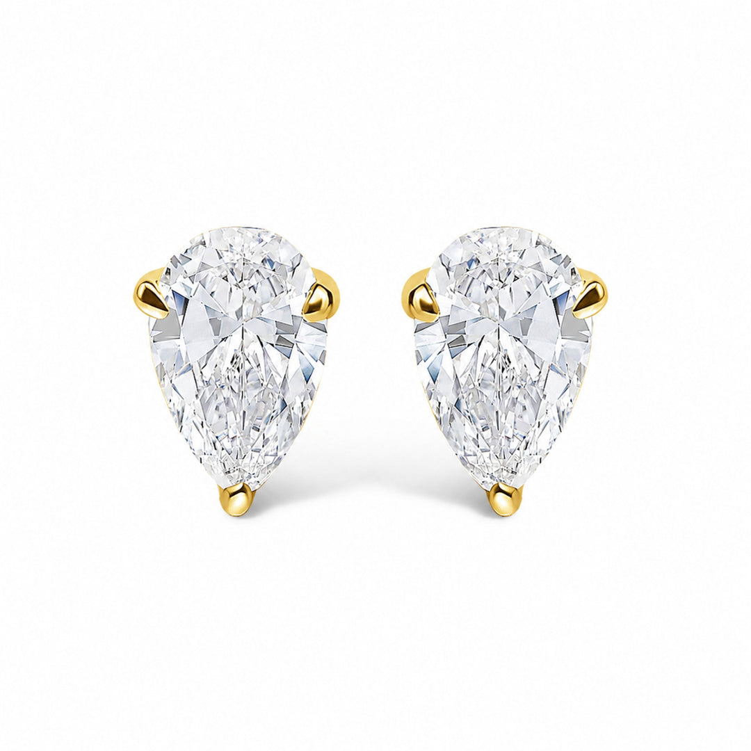 14K White Gold 1.00 Cttw Lab Grown Pear Shaped Solitaire Diamond Stud Earrings