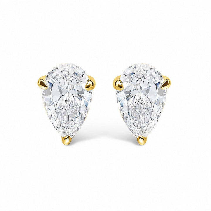 14K White Gold 1.00 Cttw Lab Grown Pear Shaped Solitaire Diamond Stud Earrings