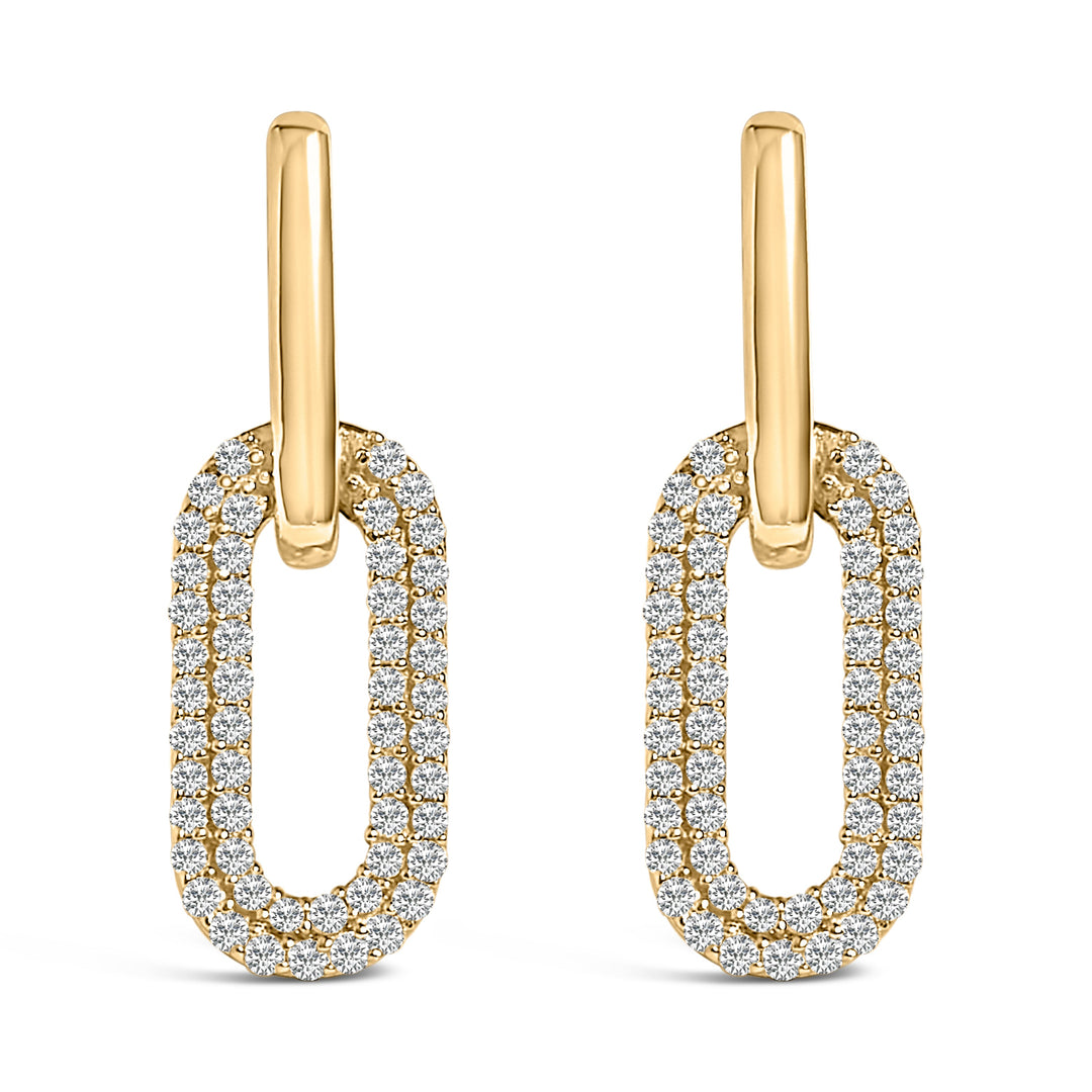 10K White Gold 1/2 Cttw Lab Grown Diamond Dangling Paperclip Drop Earrings