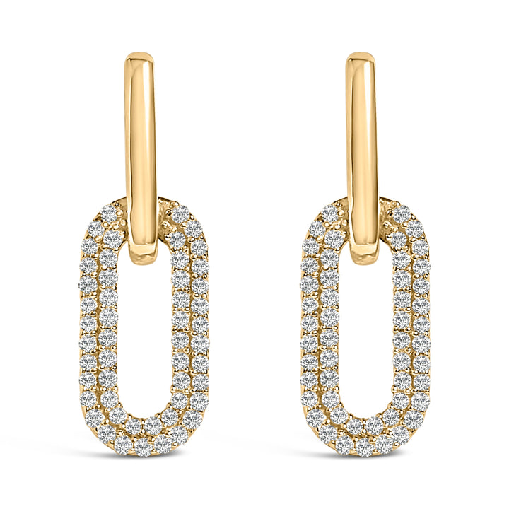 10K White Gold 1/2 Cttw Lab Grown Diamond Dangling Paperclip Drop Earrings