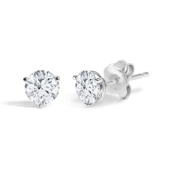 14K White Gold 1.00 Cttw Lab Grown Diamond Martini Set Round Solitaire Stud Earrings