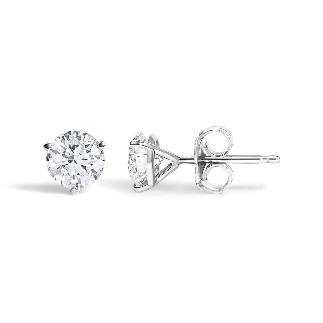 14K White Gold 1.00 Cttw Lab Grown Diamond Martini Set Round Solitaire Stud Earrings