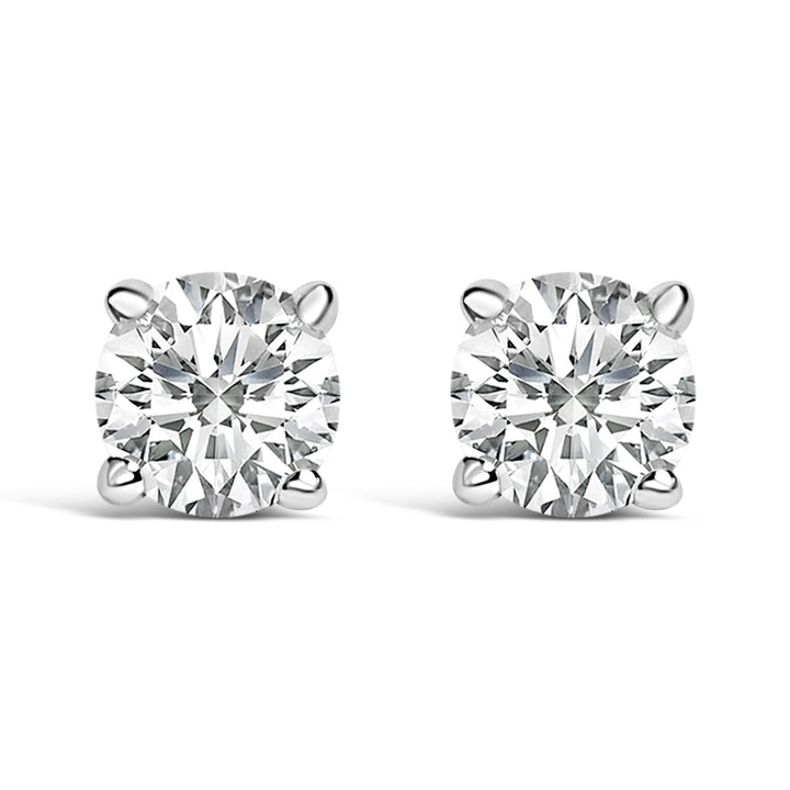14K White Gold 1/2 Cttw Lab Grown Diamond Solitaire Stud Earrings