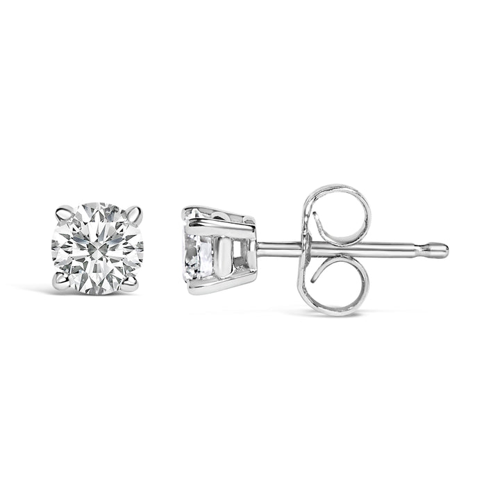 14K White Gold 1/2 Cttw Lab Grown Diamond Solitaire Stud Earrings