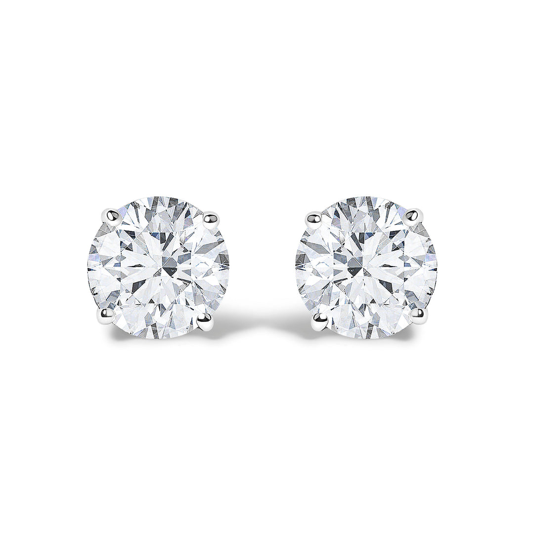 14K White Gold 1/2 Cttw Round Lab Grown Diamond Solitaire Stud Earrings with Push Backs