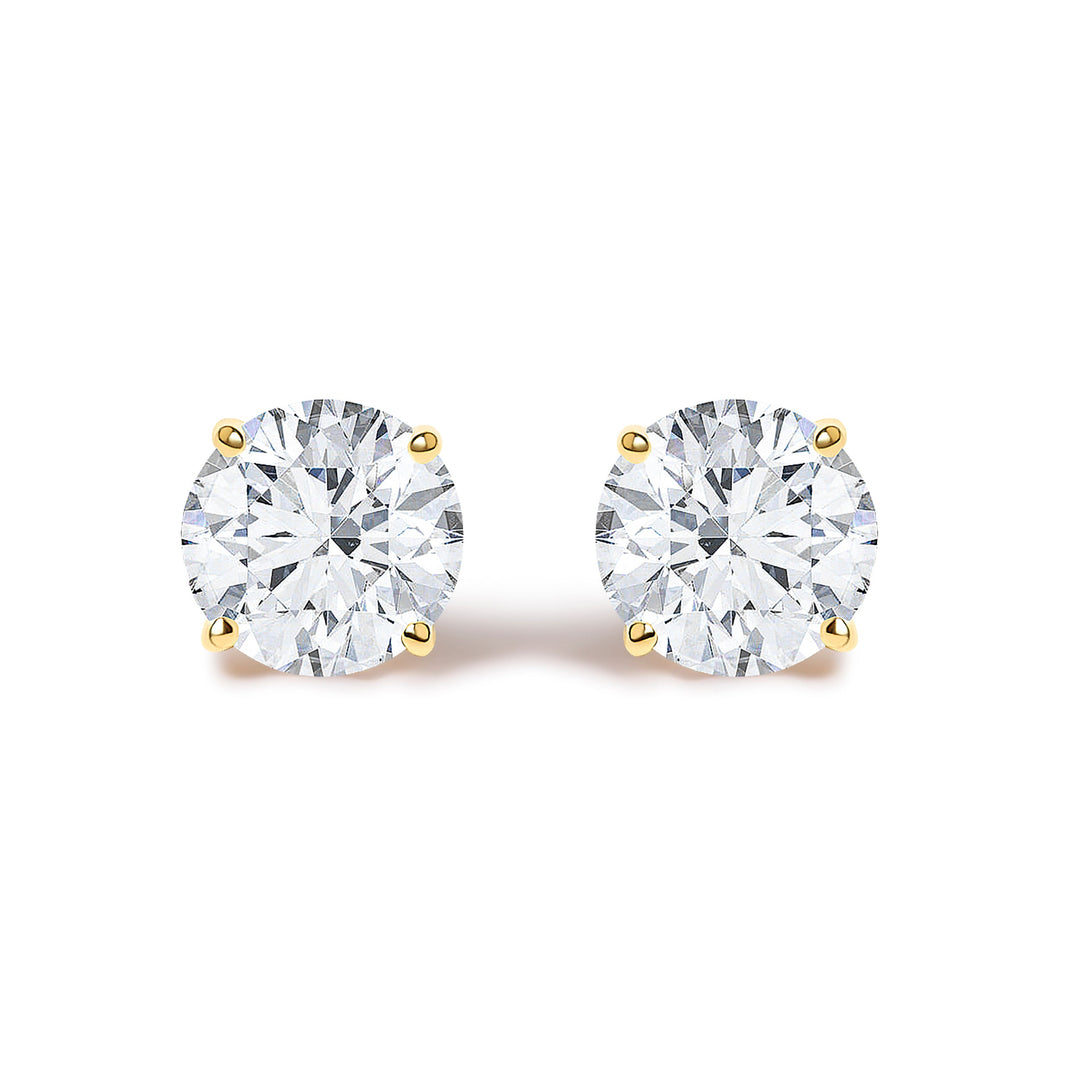 14K White Gold 1/2 Cttw Round Lab Grown Diamond Solitaire Stud Earrings with Push Backs