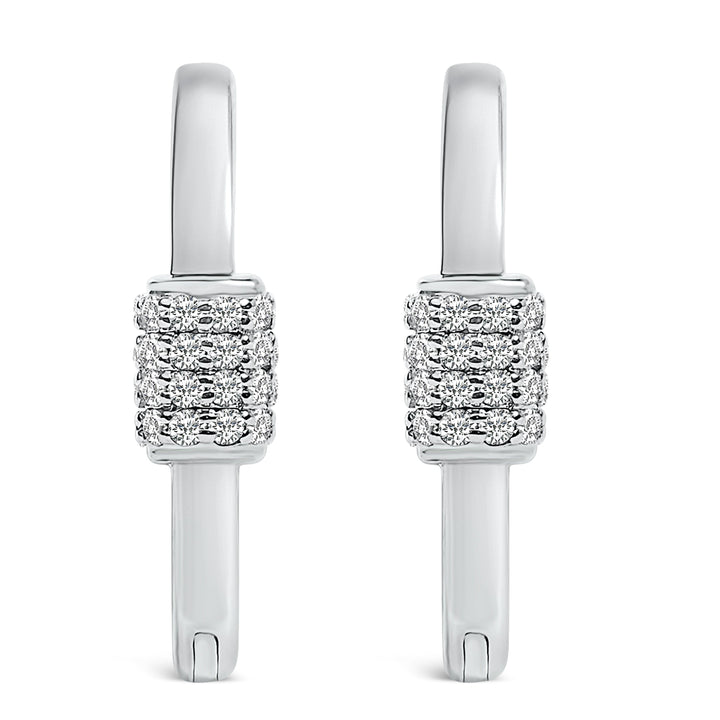 10K White Gold 3/8 Cttw Lab Grown Diamond Heart Shaped Huggie Hoop Earrings