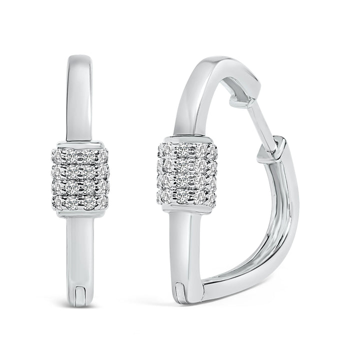 10K White Gold 3/8 Cttw Lab Grown Diamond Heart Shaped Huggie Hoop Earrings