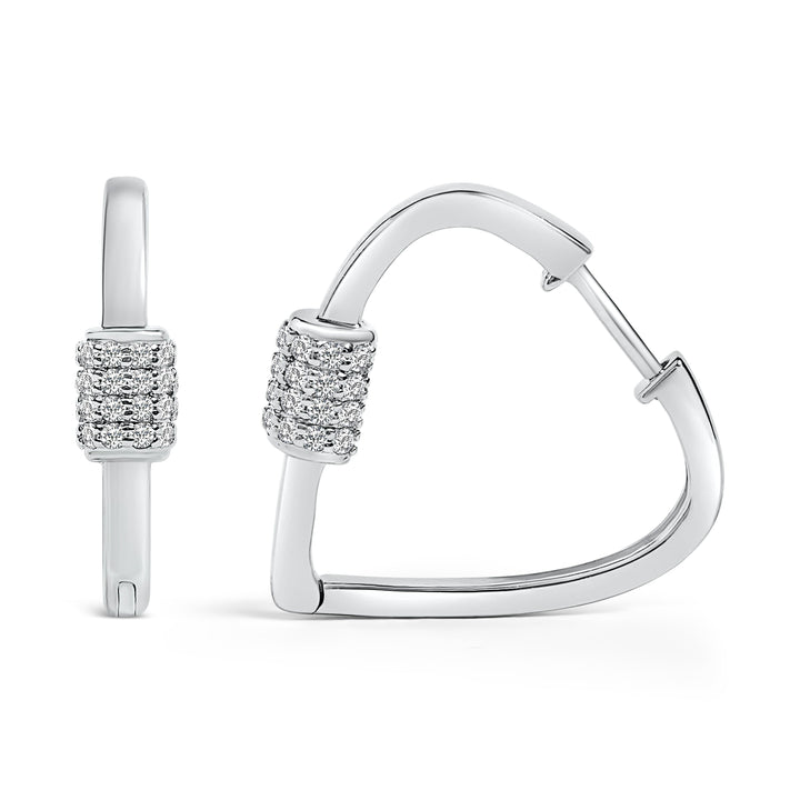 10K White Gold 3/8 Cttw Lab Grown Diamond Heart Shaped Huggie Hoop Earrings