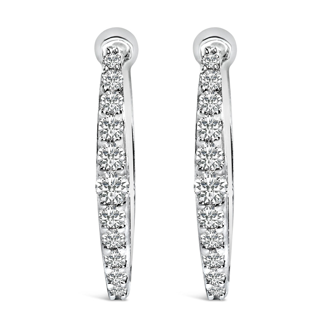 10K White Gold 1/4 Cttw Lab Grown Diamond Heart Shaped Huggy Hoop Earrings