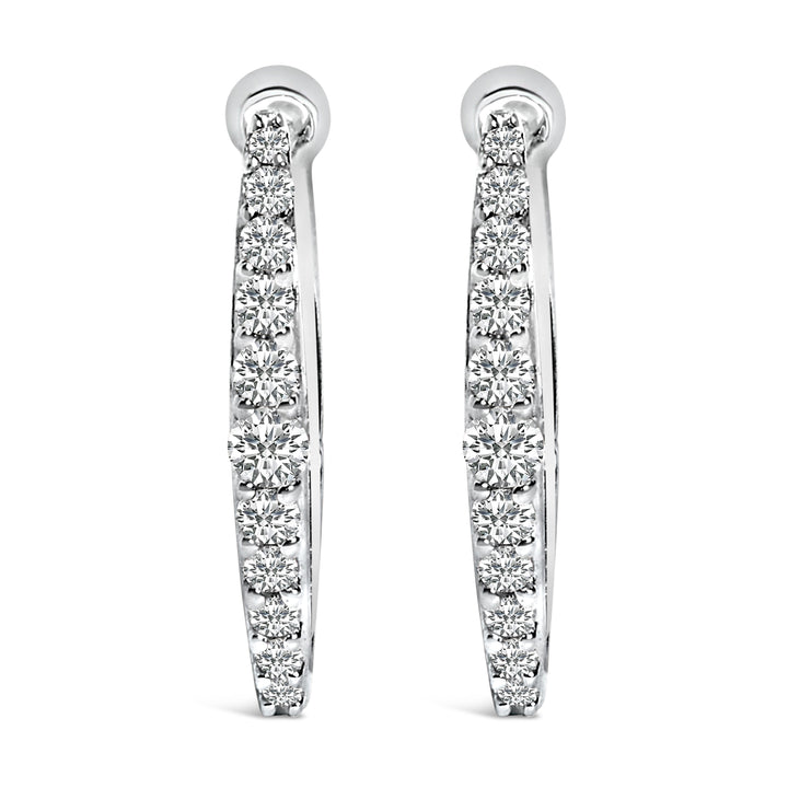 10K White Gold 1/4 Cttw Lab Grown Diamond Heart Shaped Huggy Hoop Earrings