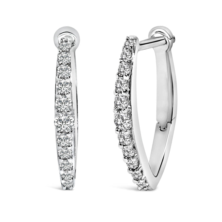 10K White Gold 1/4 Cttw Lab Grown Diamond Heart Shaped Huggy Hoop Earrings