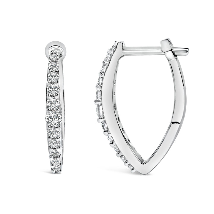 10K White Gold 1/4 Cttw Lab Grown Diamond Heart Shaped Huggy Hoop Earrings