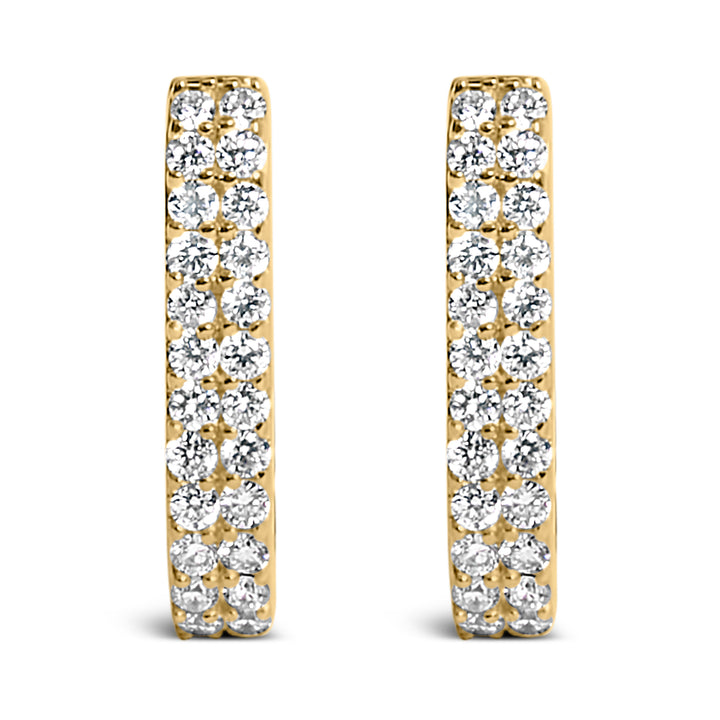10K White Gold 1/4 Cttw Lab Grown Diamond Double Row Huggie Hoop Earrings