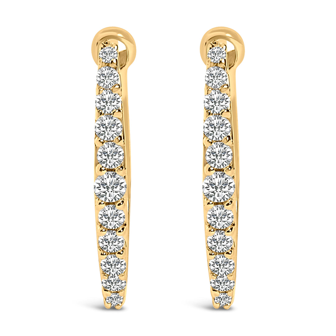 10K White Gold 1/4 Cttw Lab Grown Diamond Heart Shaped Huggy Hoop Earrings