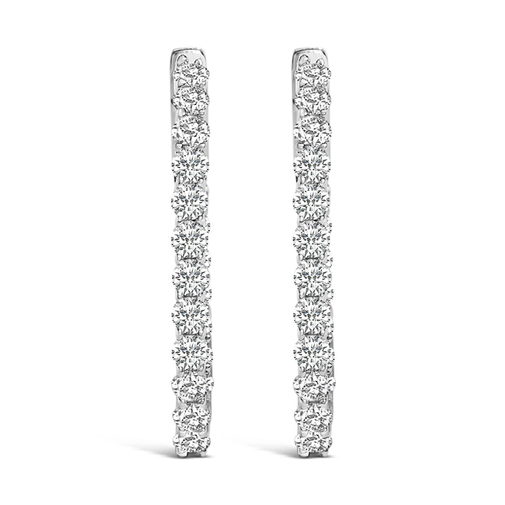 14K White Gold 1.0 Cttw Oval Lab Grown Diamond Hoop Earrings
