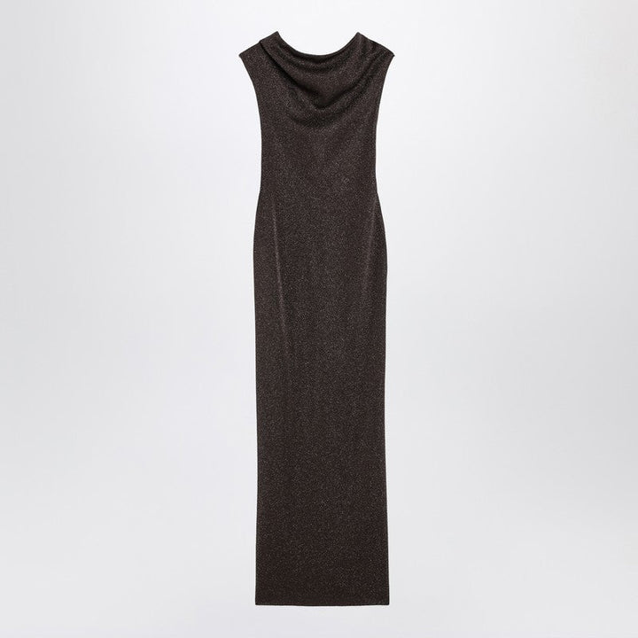 Max Mara Pianoforte Brown Dress In Viscose And Lurex Yarn Women