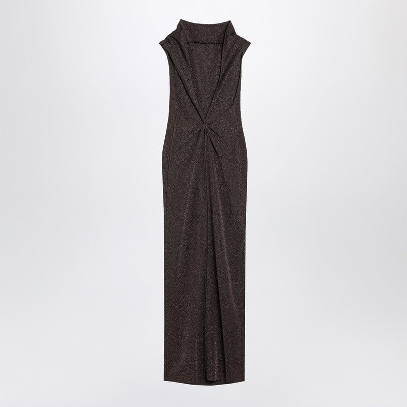 Max Mara Pianoforte Brown Dress In Viscose And Lurex Yarn Women