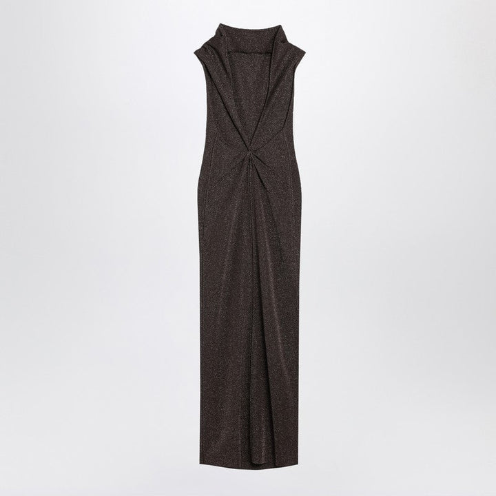 Max Mara Pianoforte Brown Dress In Viscose And Lurex Yarn Women